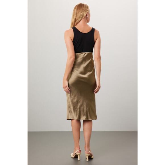 RIPE Gold Satin Shine Midi Maternity Slip Style Skirt Size Extra Large - Picture 3 of 10
